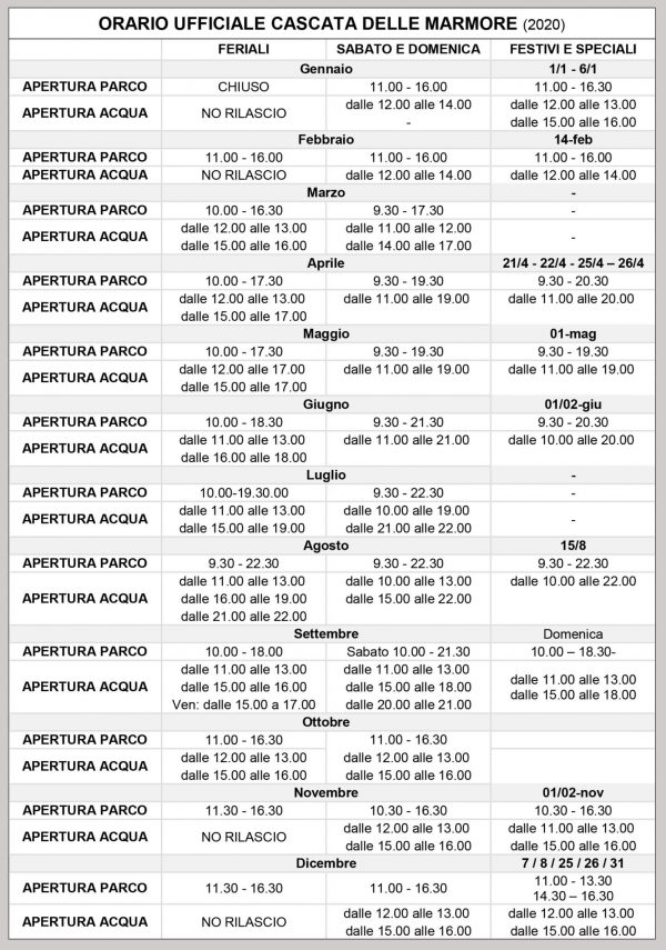 Microsoft Word - ORARI APERTURA CASCATA DELLE MARMORE 2019.docx